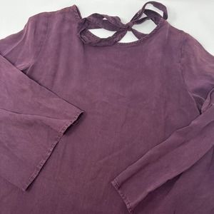 Cloth‎ & Stone Maroon Bell Sleeve Dress Tunic Key Hole Back With Tie Size XS